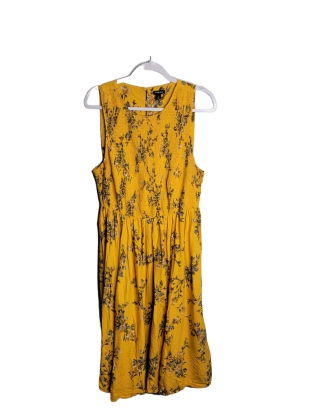 Torrid Midi Challis Smocked Dress Yellow Floral Size 1X 11420752 05/2018